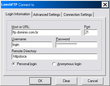 Como configurar o LeechFTP